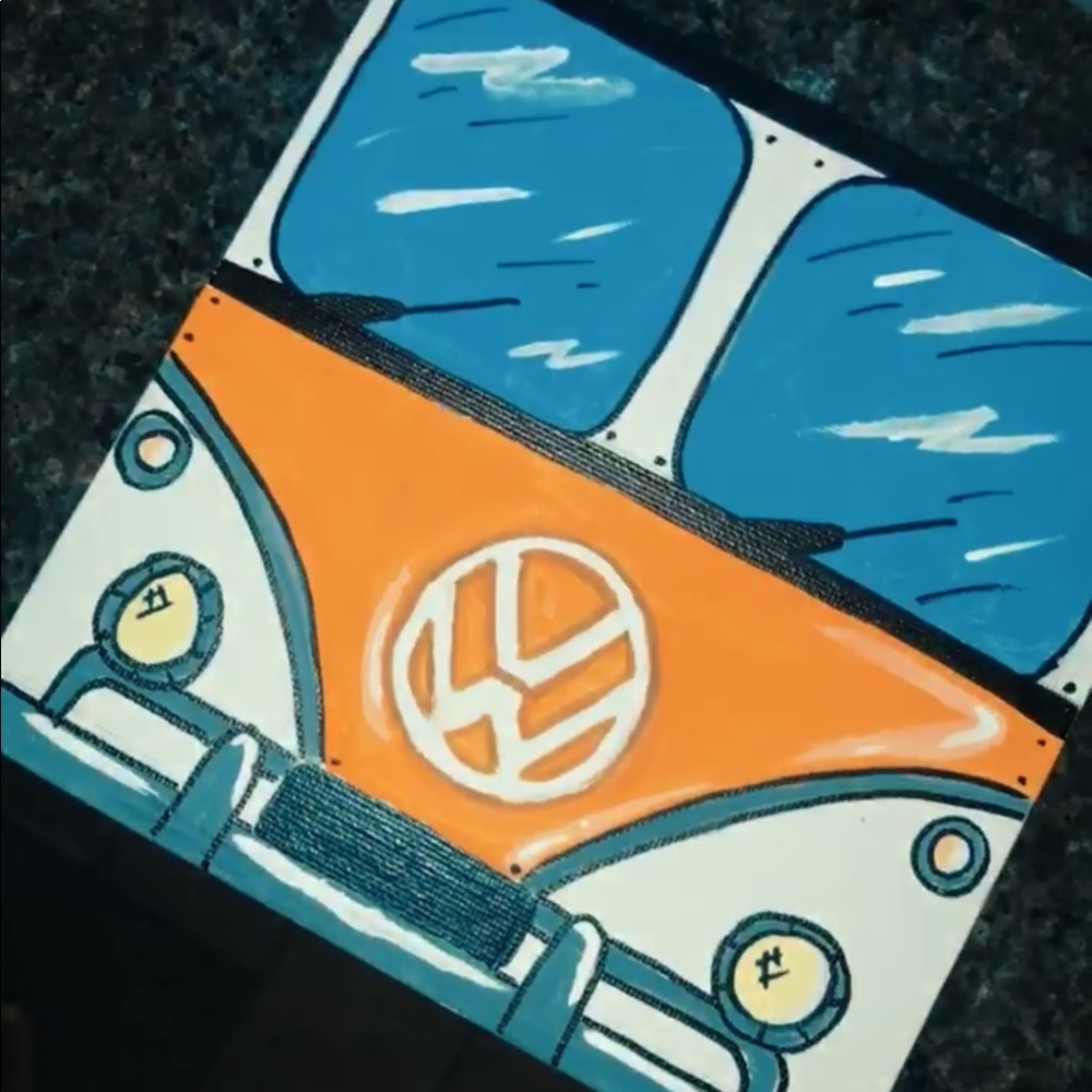 4 Hand painted mini canvases
